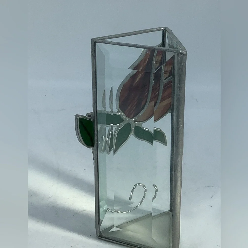 Stained Glass 5” Triangular Vase